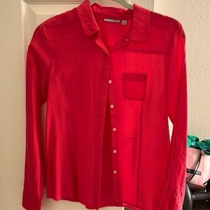 Halogen silk/cotton red top